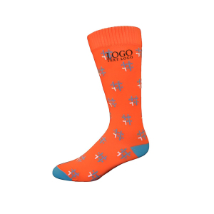 Marketing Flat Knit Cotton Crew Dress Socks with All Over Design