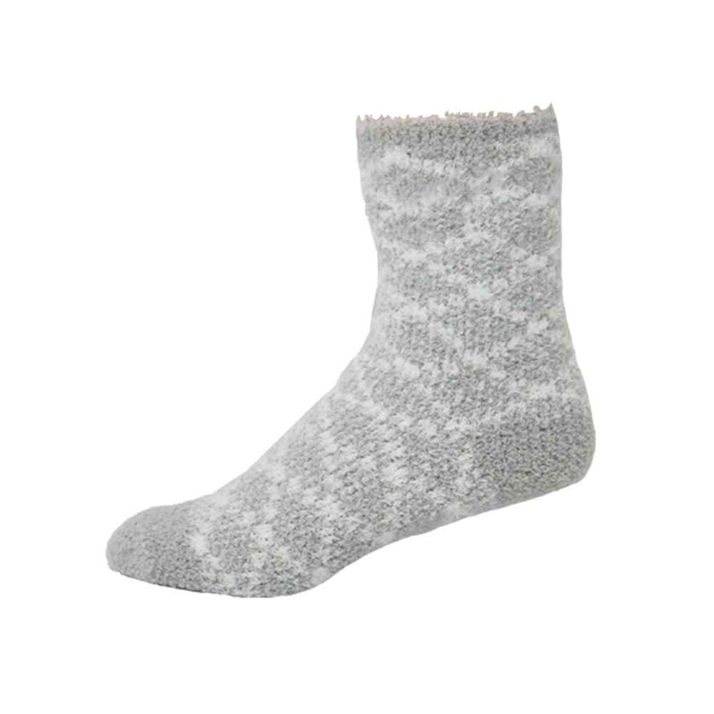 Fuzzy Crew Socks with Direct Embroidery Gray