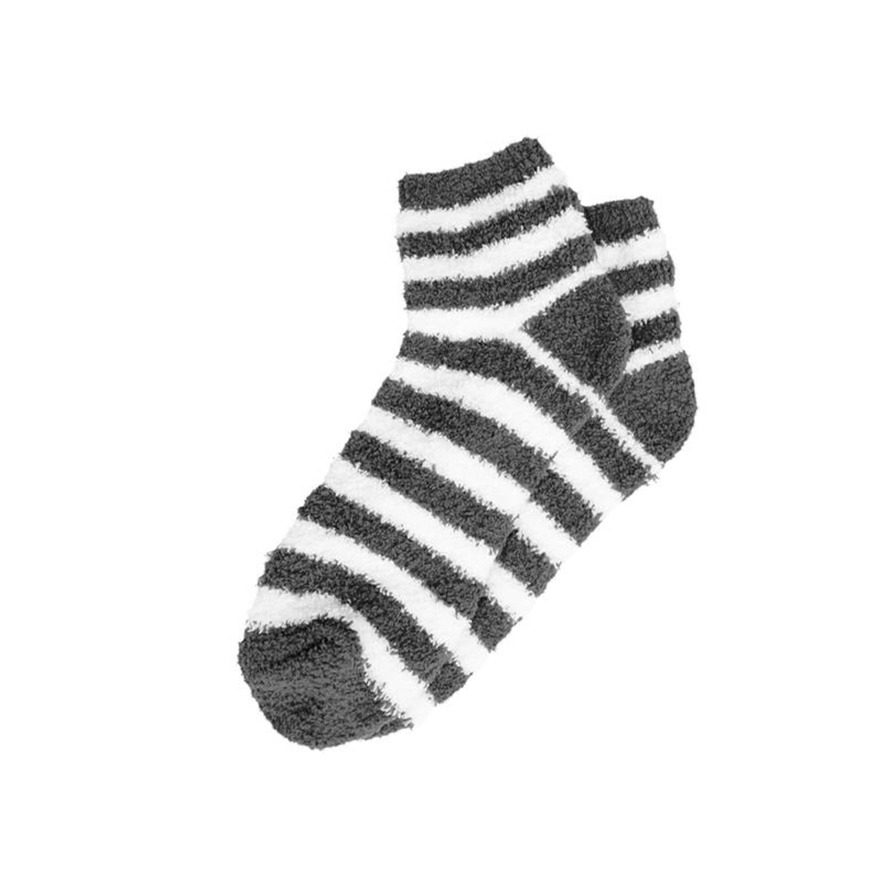 Fuzzy Stripe Socks Gray