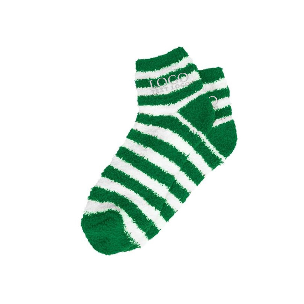 Fuzzy Stripe Socks Green With Logo