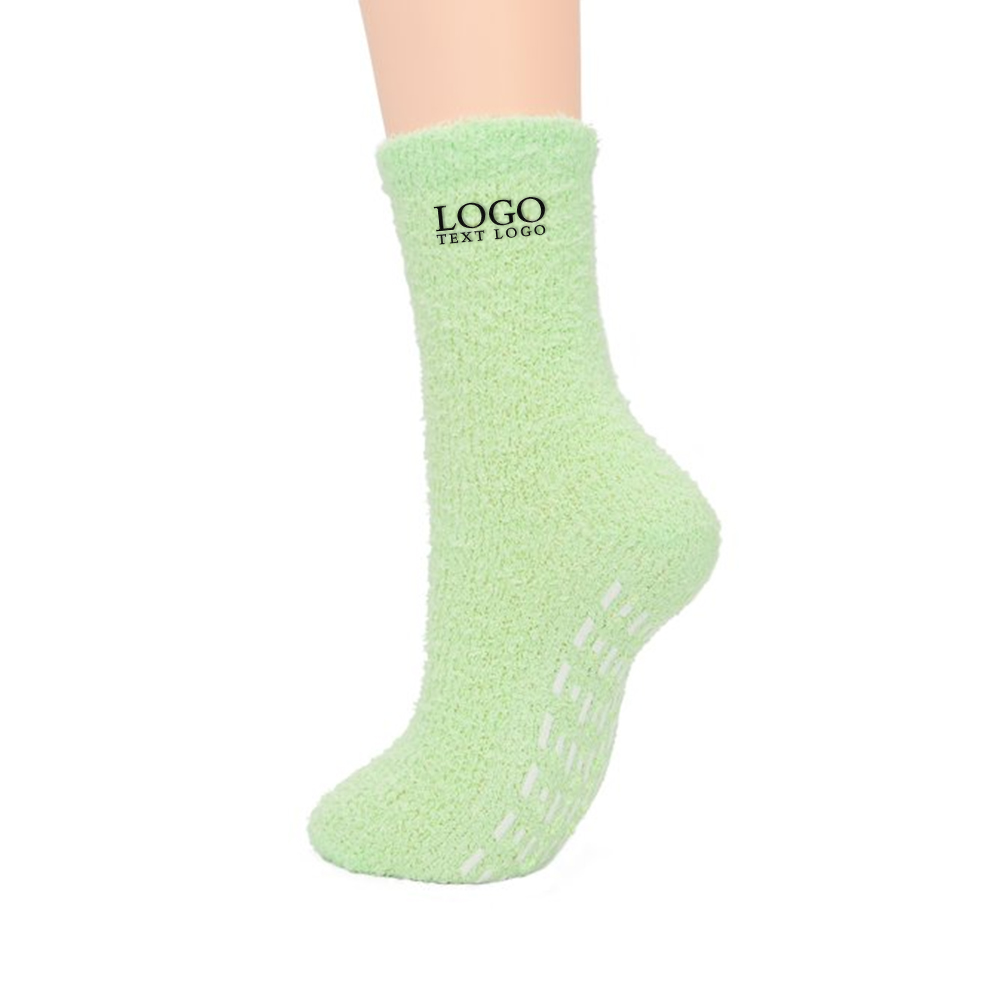 Green Personalized Fuzzy Socks With Logo