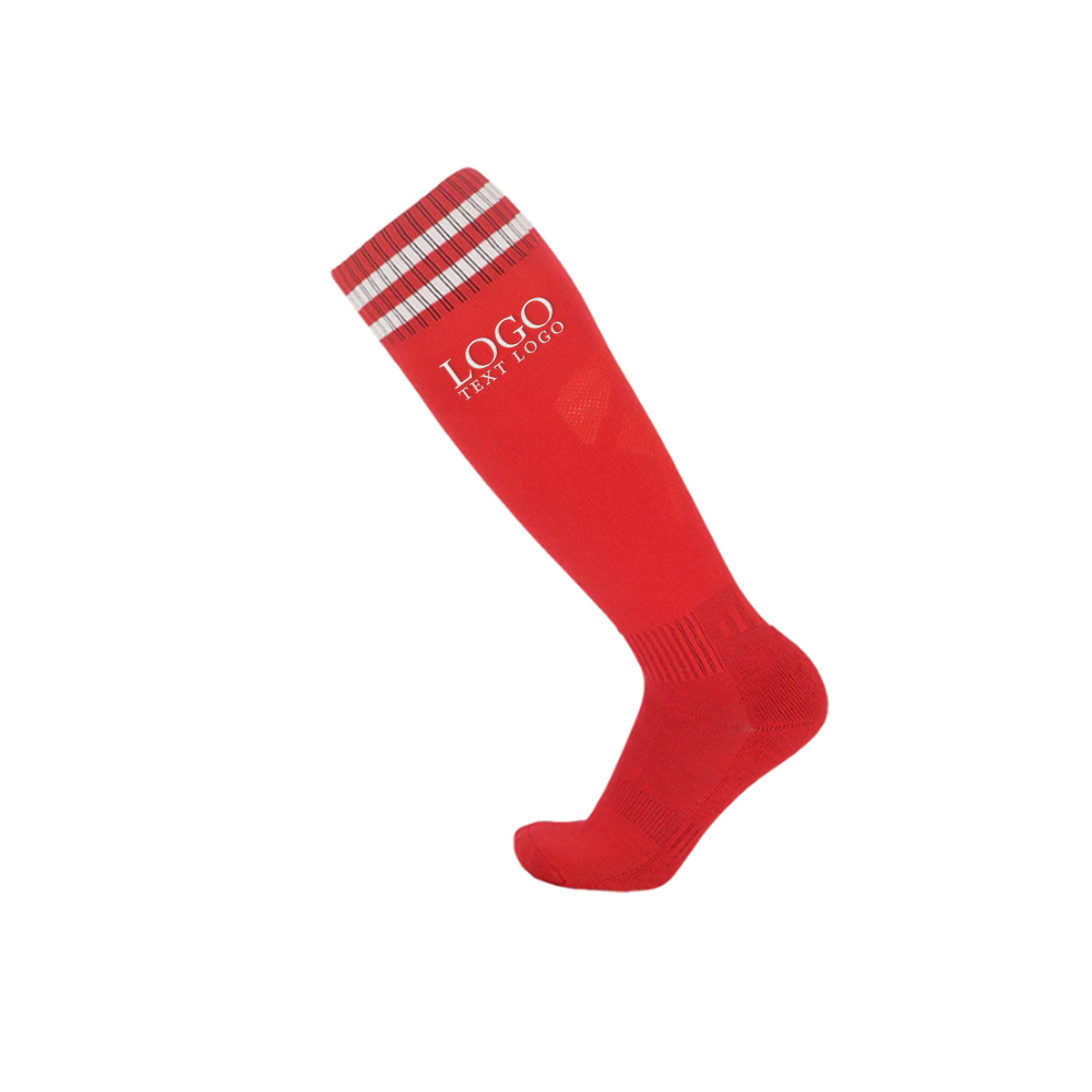 Red-White Customized Sports Tube Socks With Logo