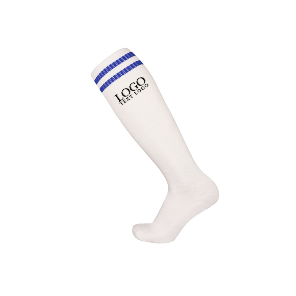 White-Blue Customized Sports Tube Socks With Logo
