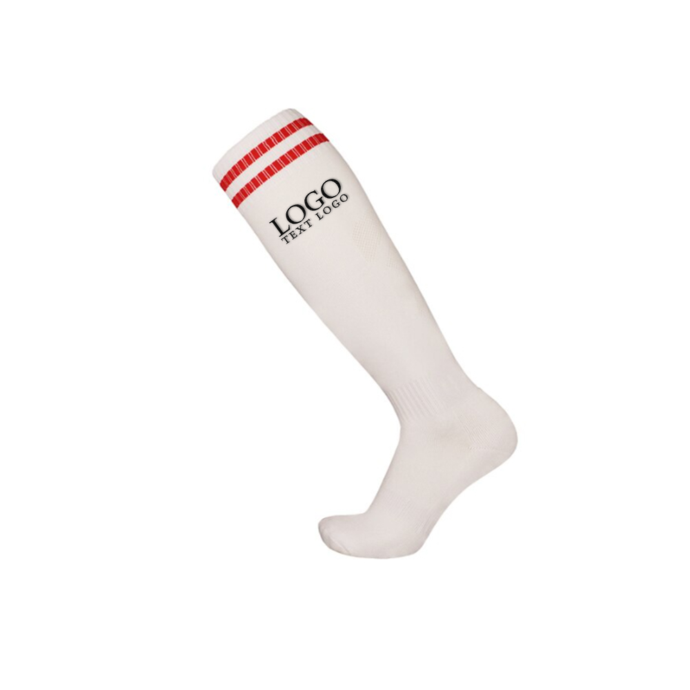 White-Red Customized Sports Tube Socks With Logo