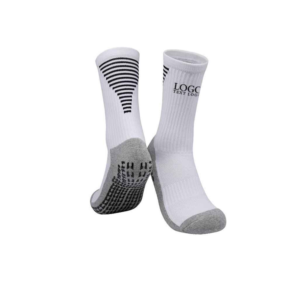 White Gripper Athletic Non-Slip Socks With Logo