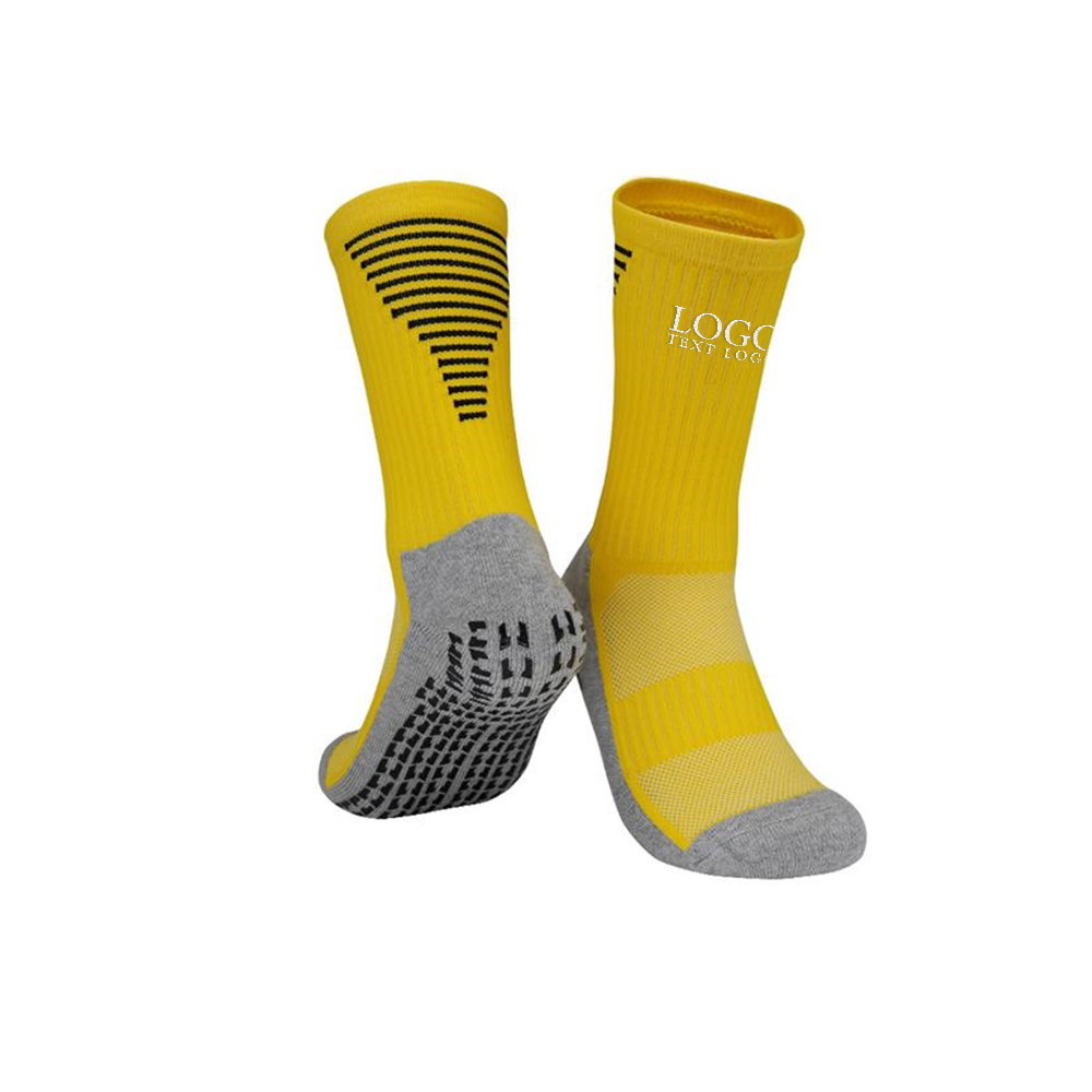 Yellow Gripper Athletic Non-Slip Socks With Logo