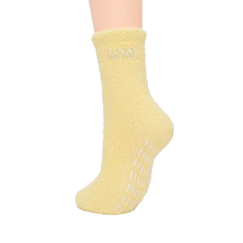 Yellow Personalized Fuzzy Socks With Logo