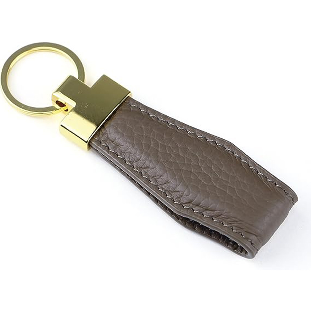 Cowhide Leather Car Keychain Dark Gray