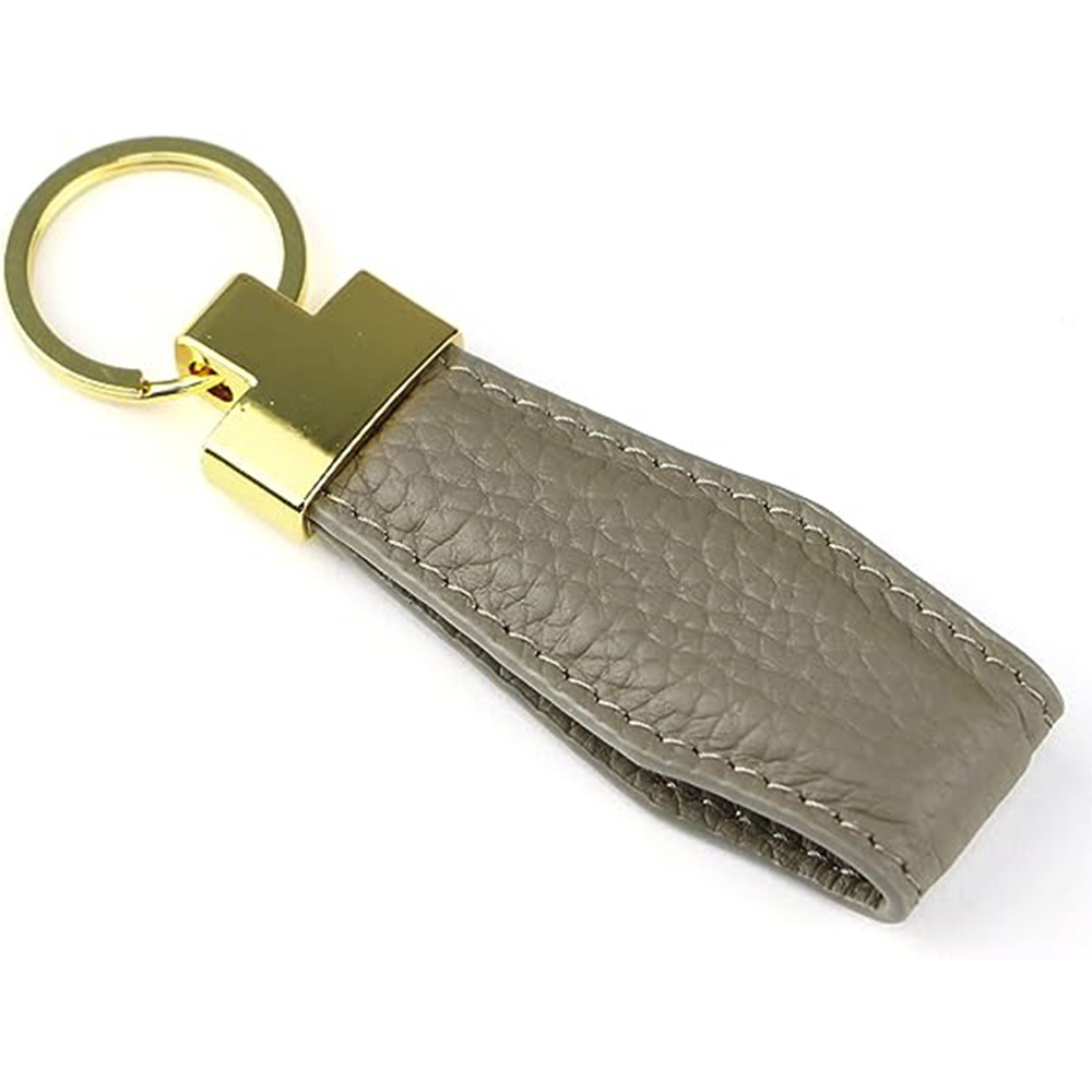 Cowhide Leather Car Keychain Gray