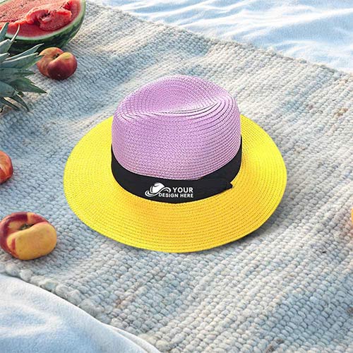 Customized Women Straw Fedora Beach Sun Hat