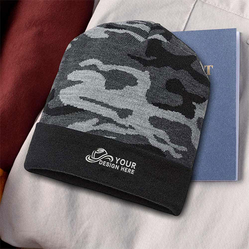 Promotional Urban Camo Knit Cap With Cuff