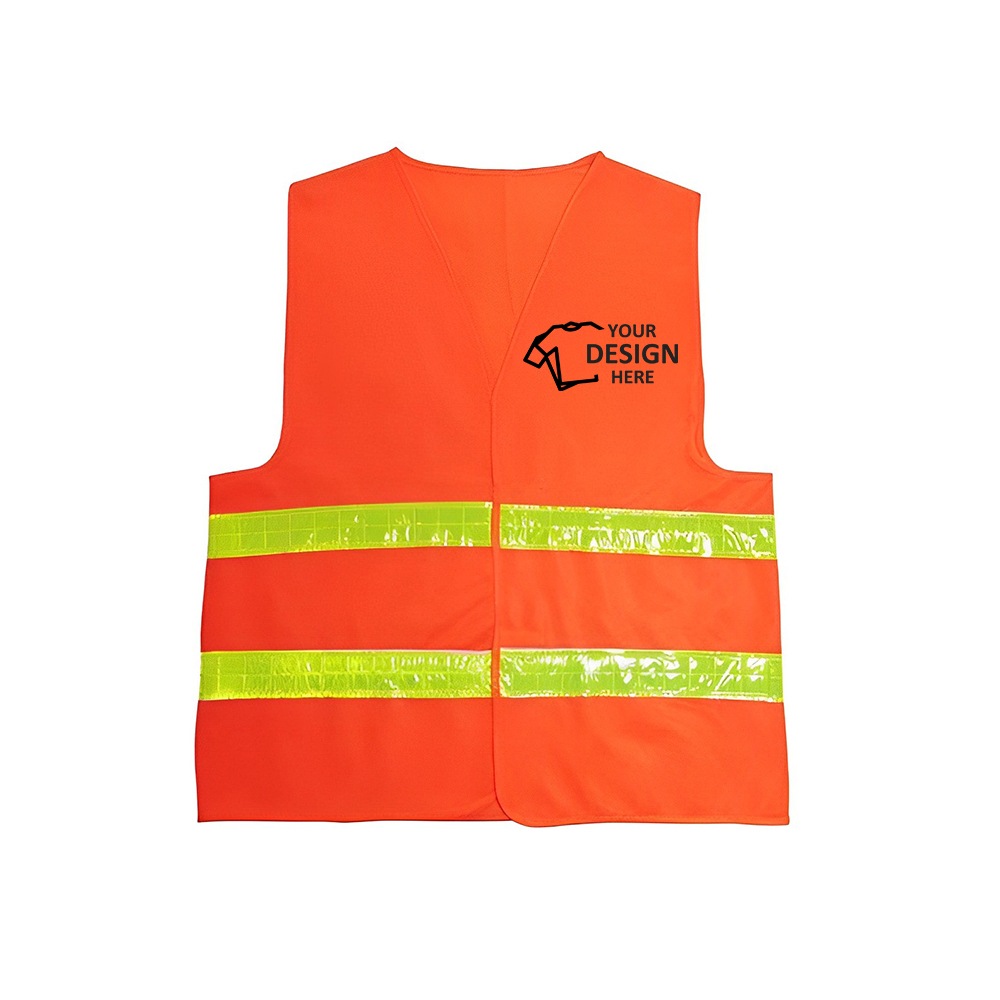 Adult 100% Polyester Safety Reflective Vest Orange With Logo