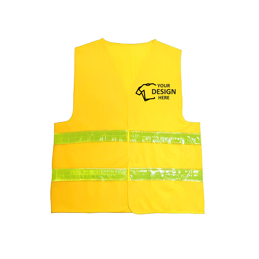 Adult 100% Polyester Safety Reflective Vest Yellow With Logo