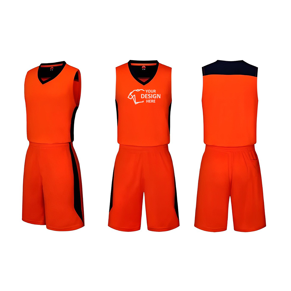 Basketball Jersey Team Uniform Orange With Logo