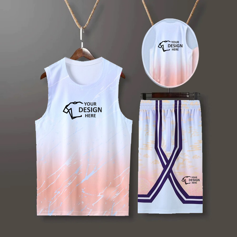 Custom Sublimated Basketball Jersey & Shorts Set Pink With Logo