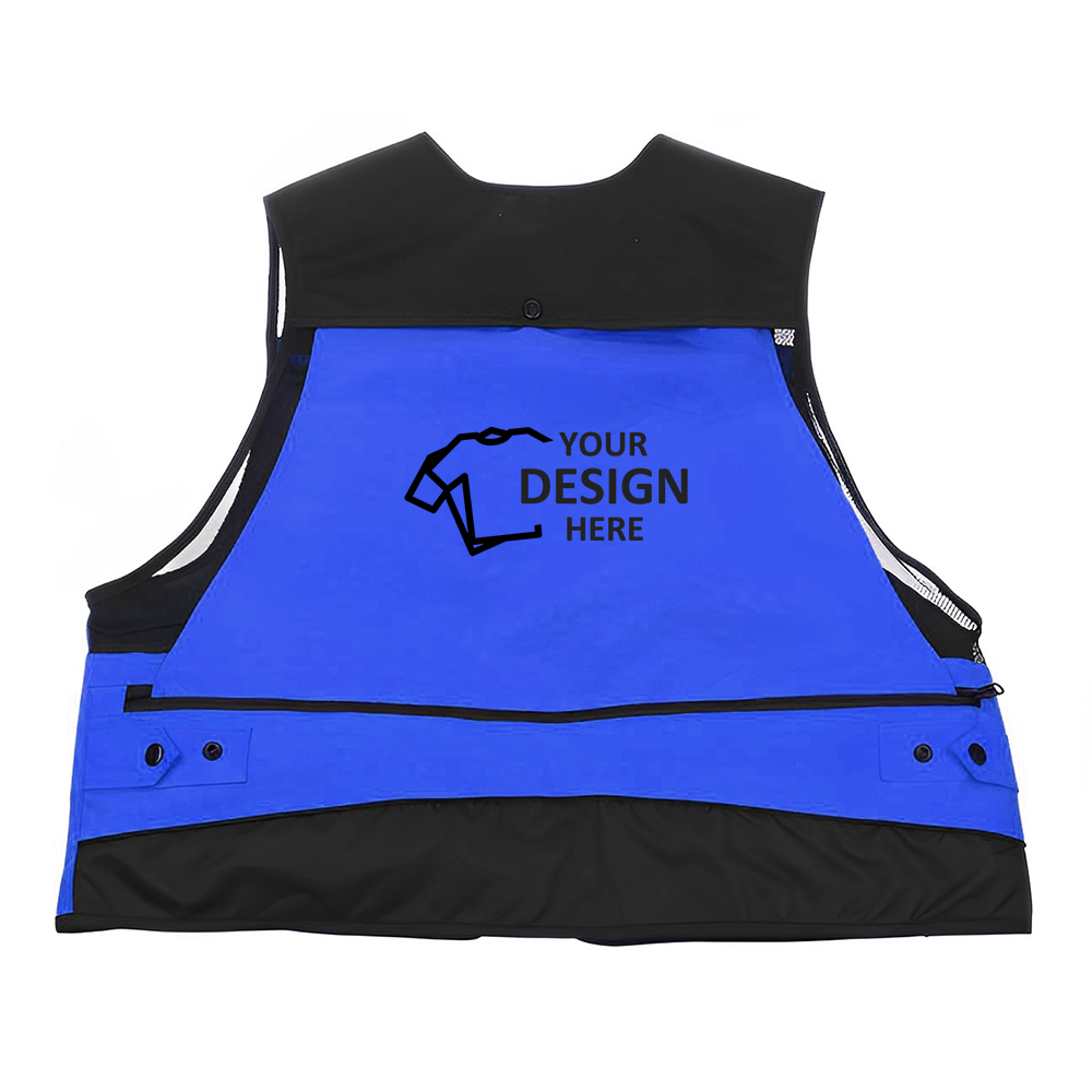 Fly Fishing Vest Pack Blue With Logo Back