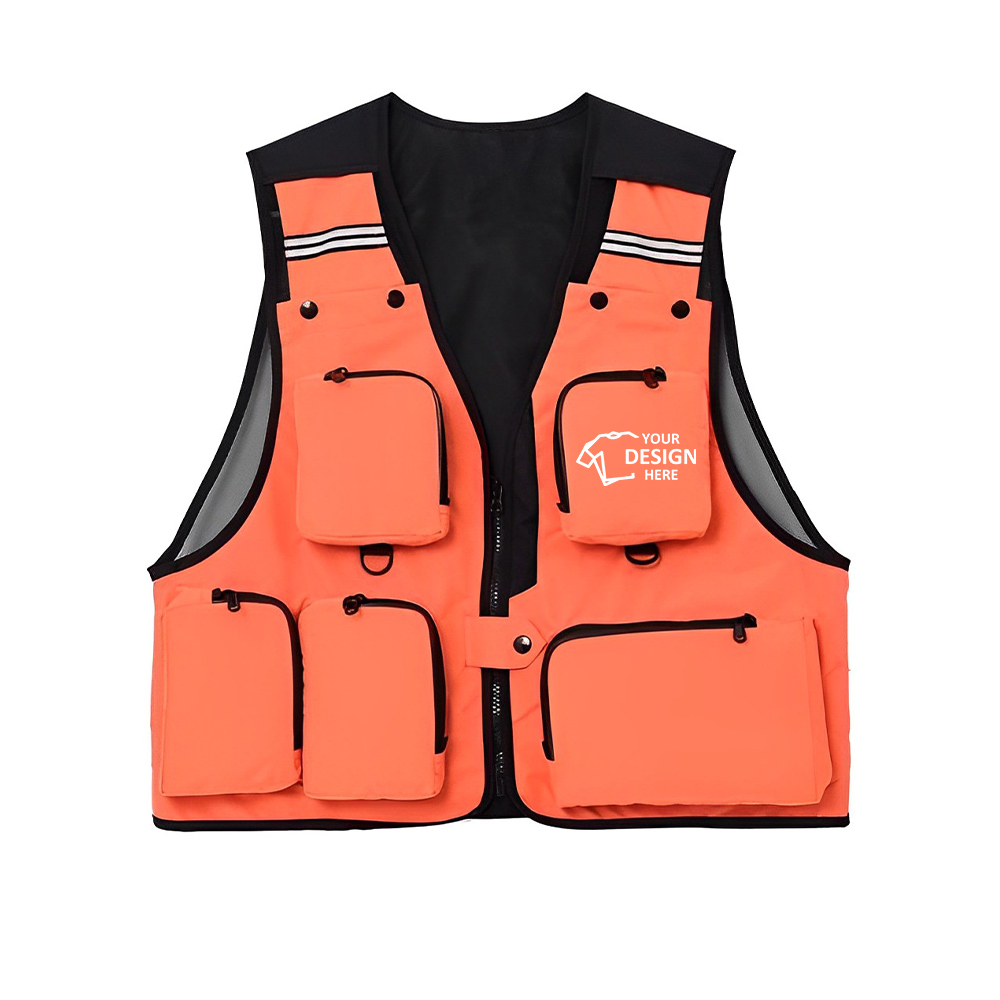 Fly Fishing Vest Pack Orange With Logo