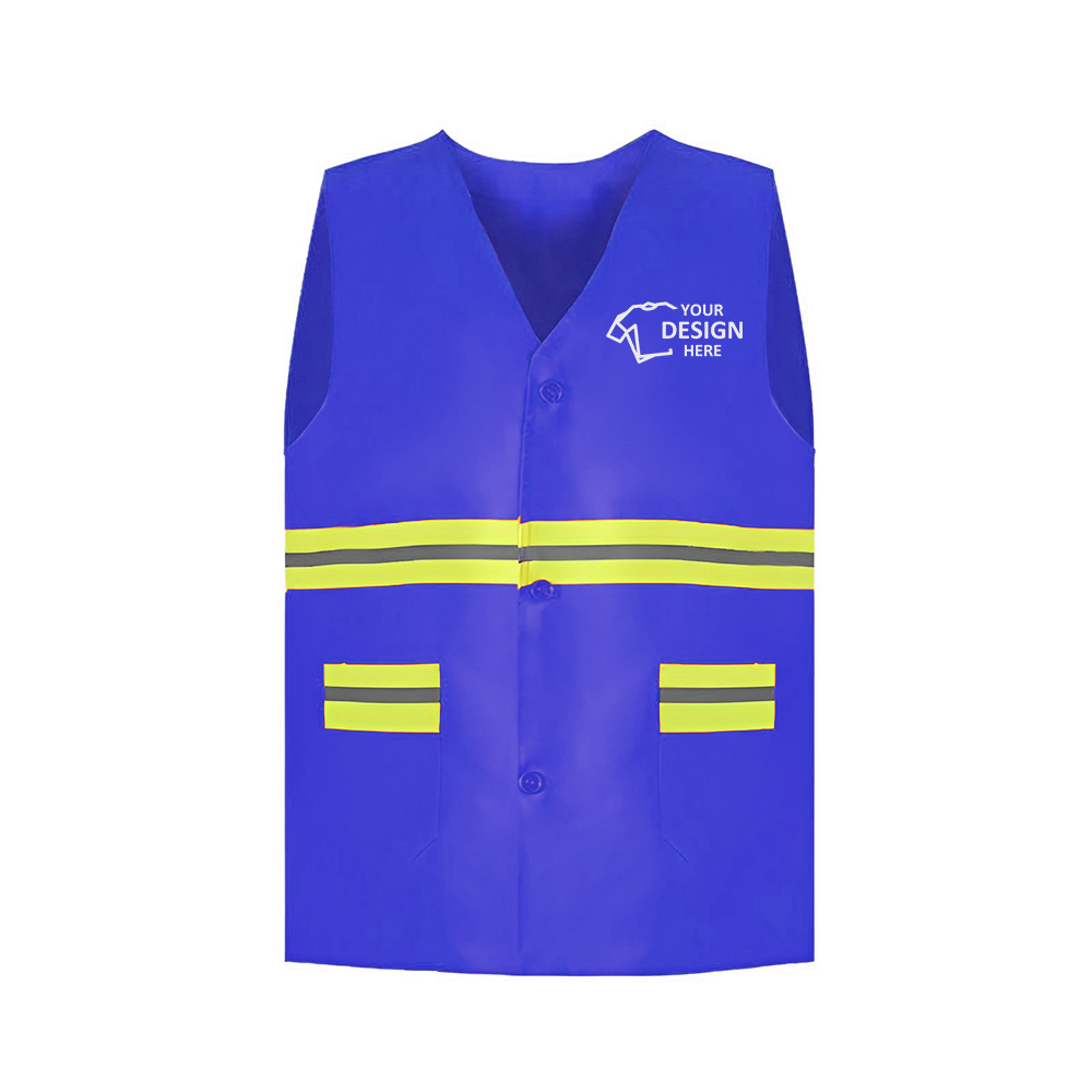 High Vis Reflective Safety Workwear Vest Blue With Logo