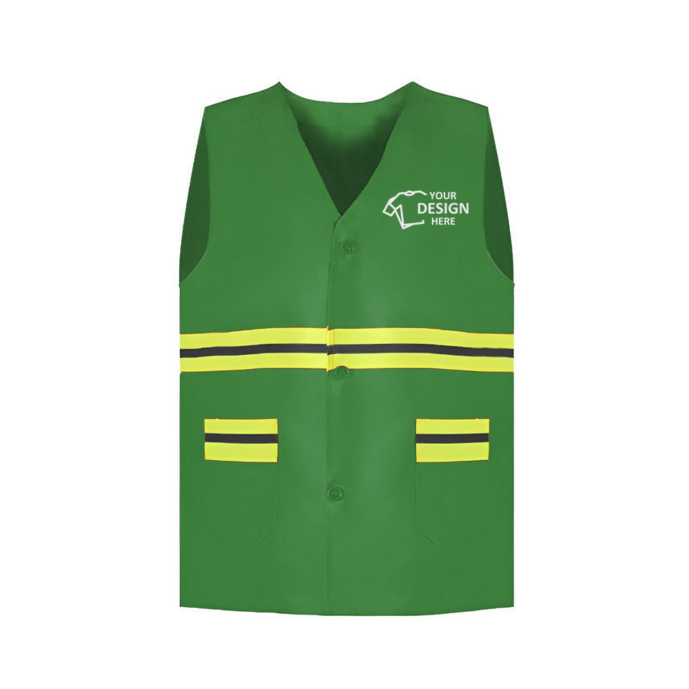 High Vis Reflective Safety Workwear Vest Green With Logo