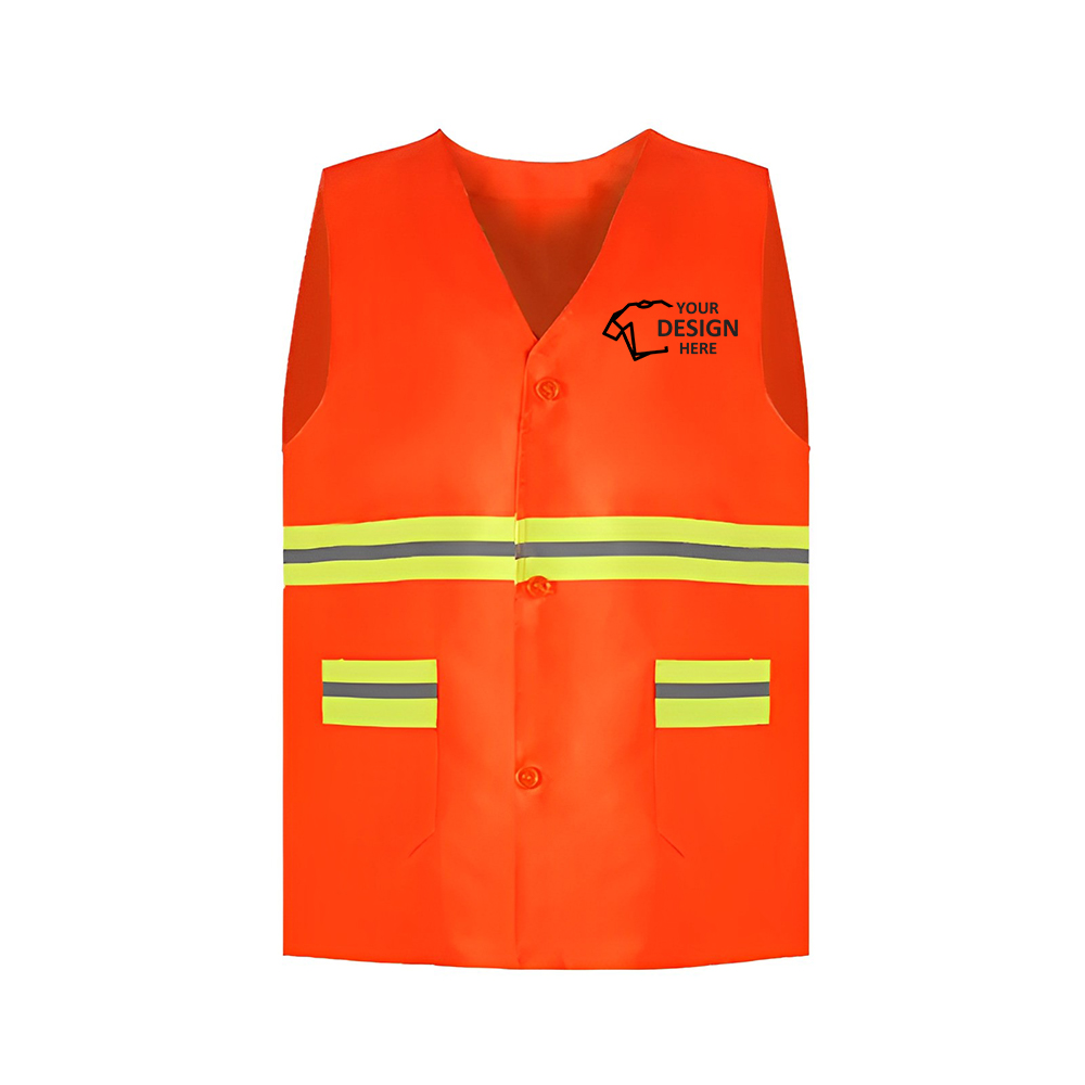 High Vis Reflective Safety Workwear Vest Orange With Logo