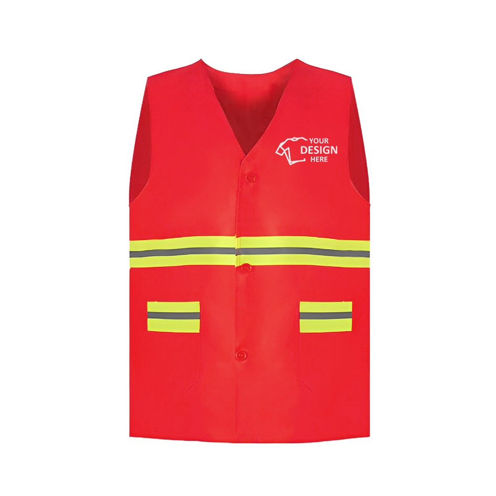 High Vis Reflective Safety Workwear Vest Red With Logo