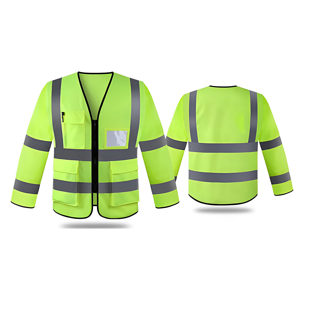 High Visibility Long Sleeve Reflective Safety Jacket Green