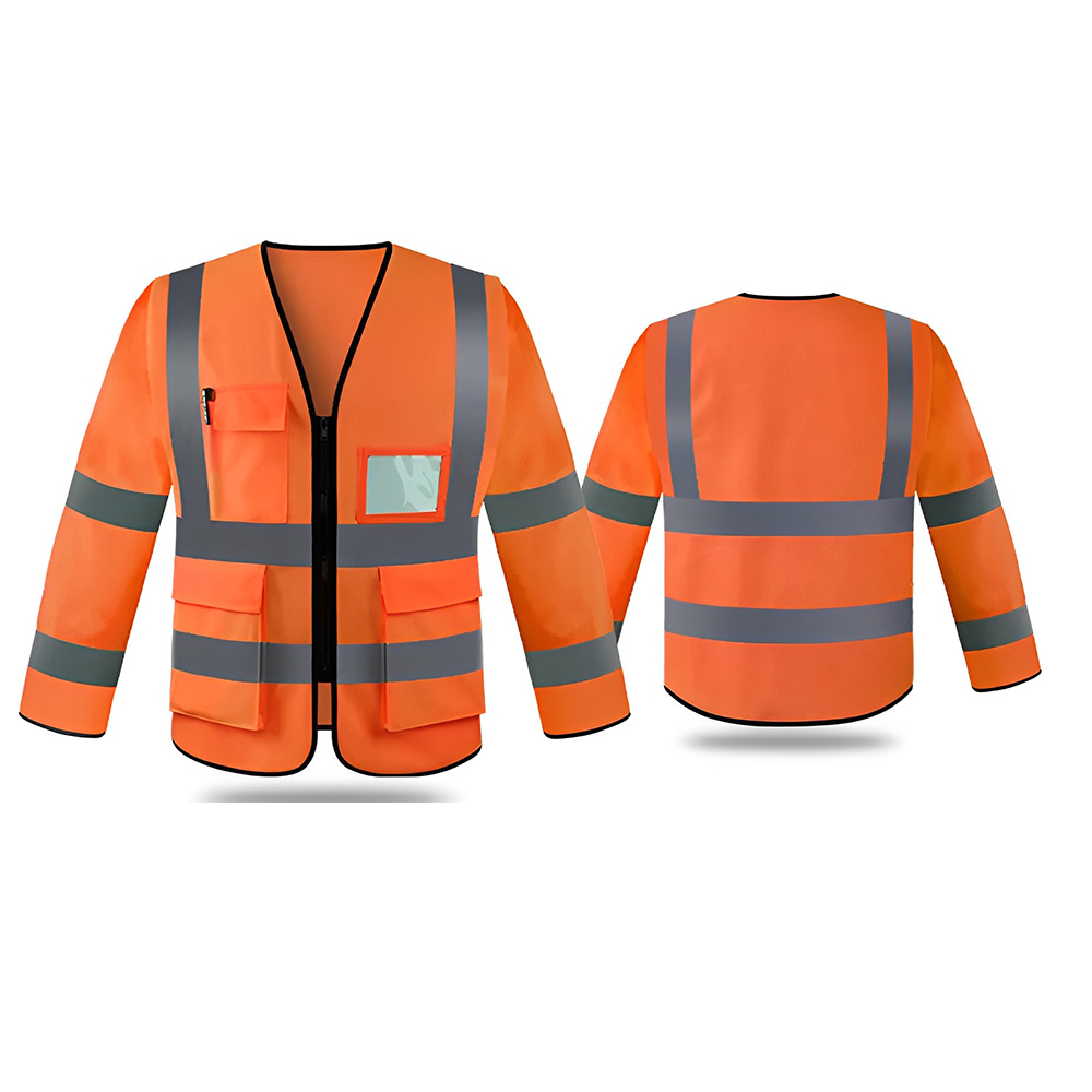 High Visibility Long Sleeve Reflective Safety Jacket Orange