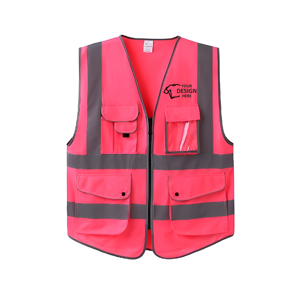 High Visibility Safety Vest with Reflective Strips for Women Pink Logo High Visibility Safety Vest with Reflective Strips for Women Pink Logo