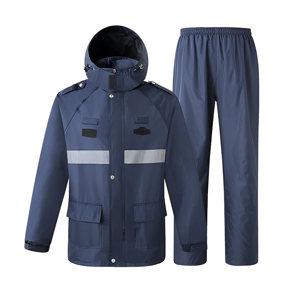 High Visible Jacket Waterproof Rainsuit Navy Blue Blank