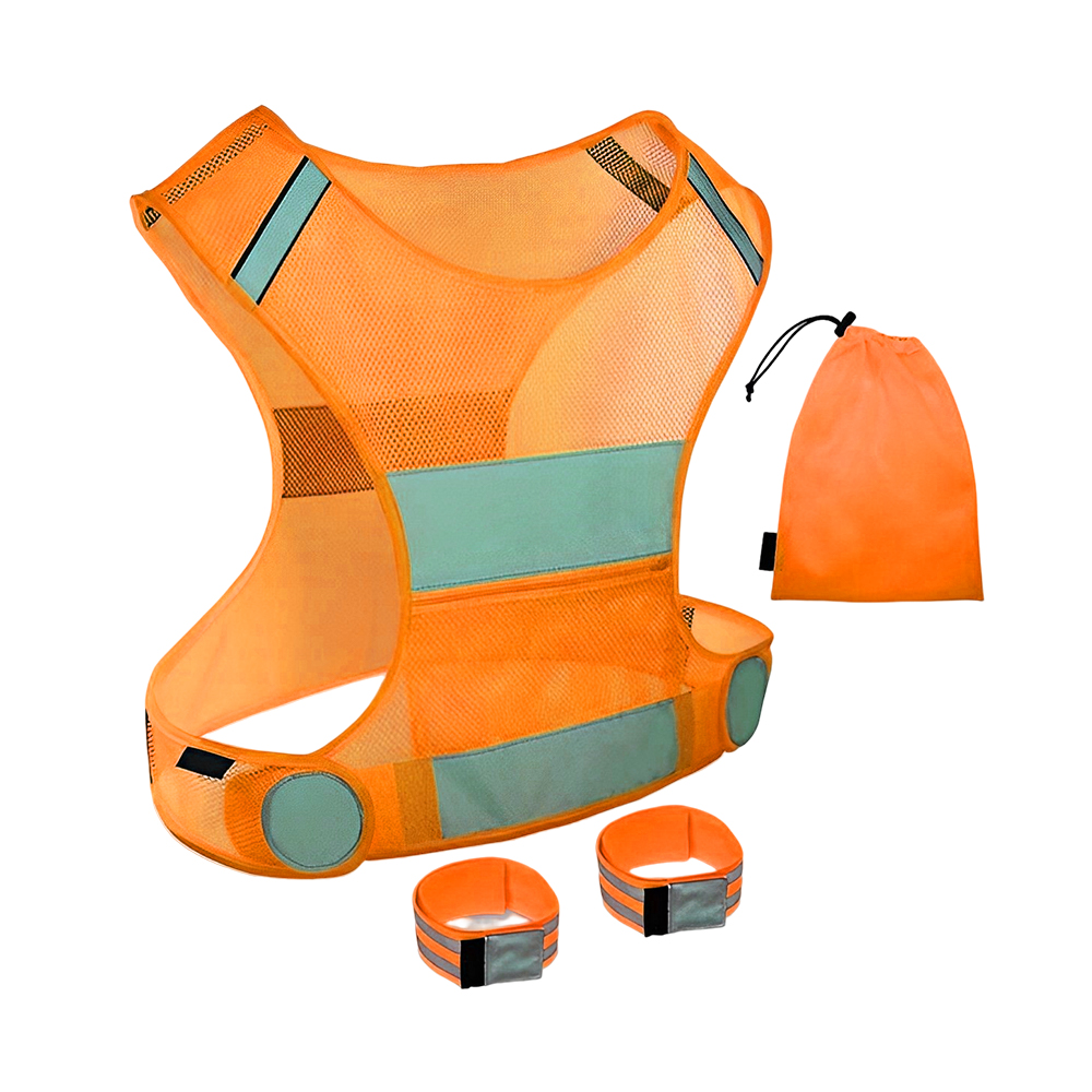 Large Pocket Reflective Running Vest Gear Set Orange