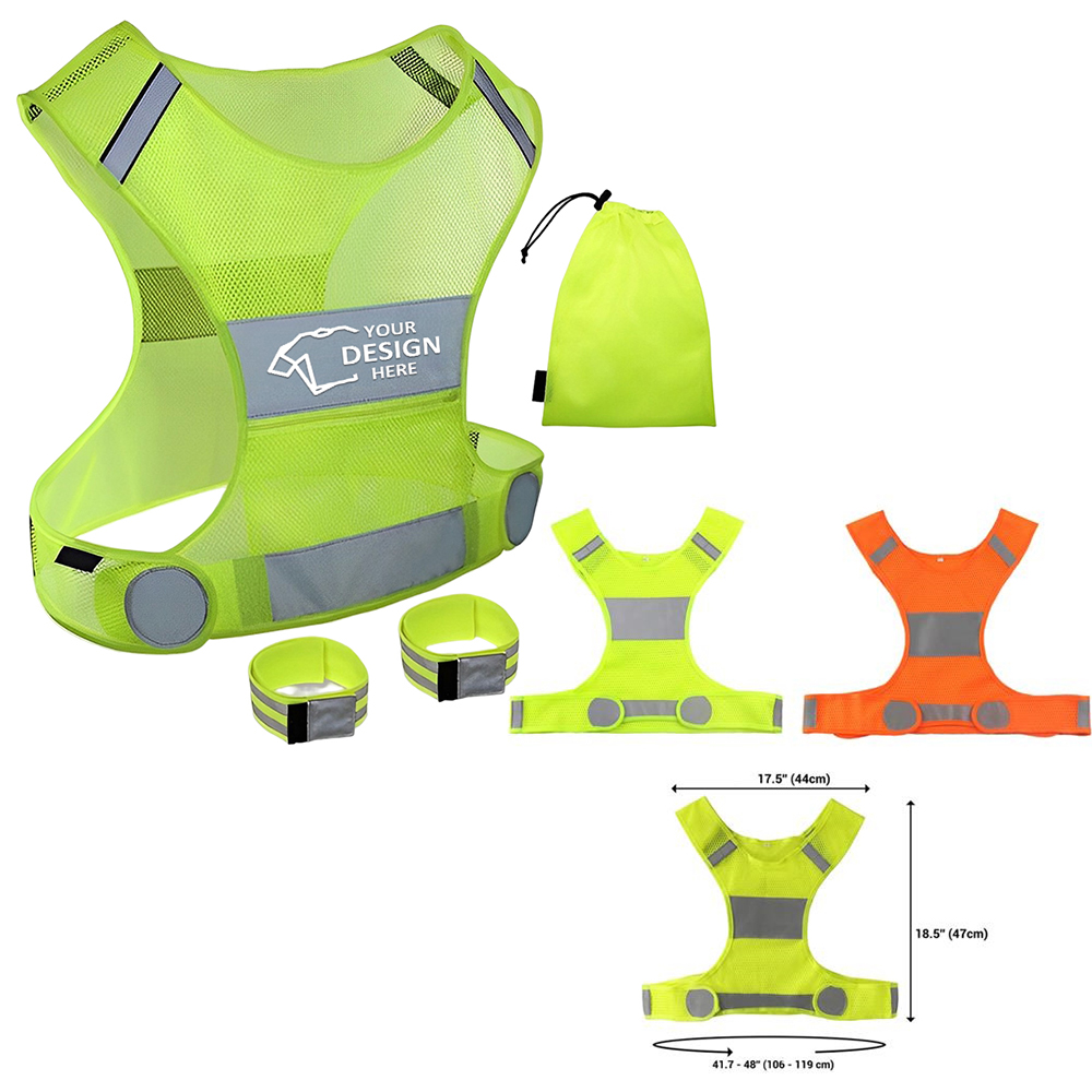 Large Pocket Reflective Running Vest Gear Set Premium