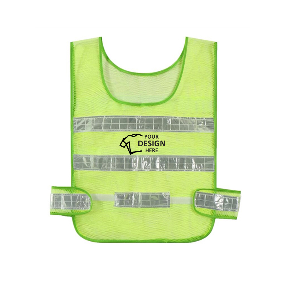 Mesh Reflective Strip Vest Fluorescent Yellow Logo