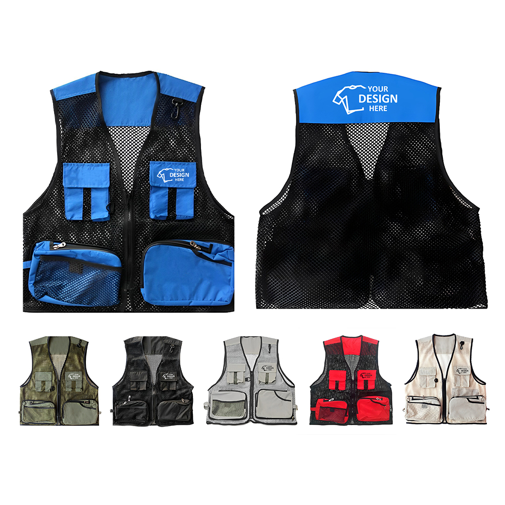 Outdoor Mesh Photography Fishing Vest W Pockets Group With Logo
