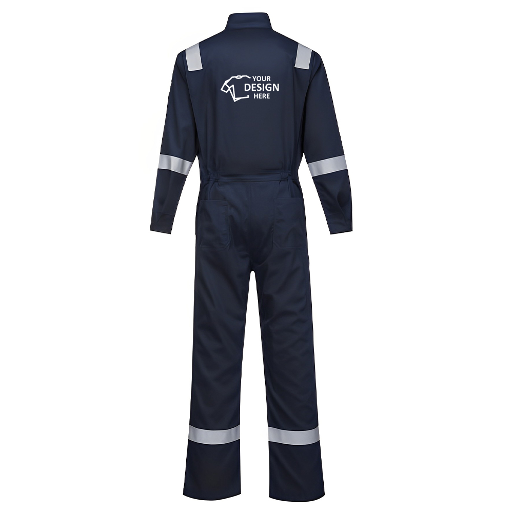 Polycotton Work Coverall Navy Blue Back With Logo