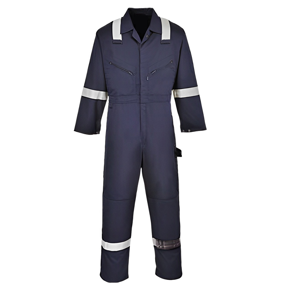Polycotton Work Coverall Navy Blue Front Blank