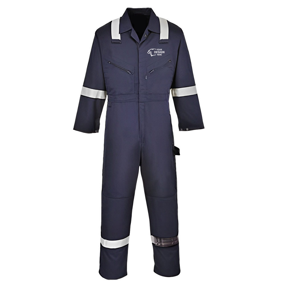 Polycotton Work Coverall Navy Blue With Logo