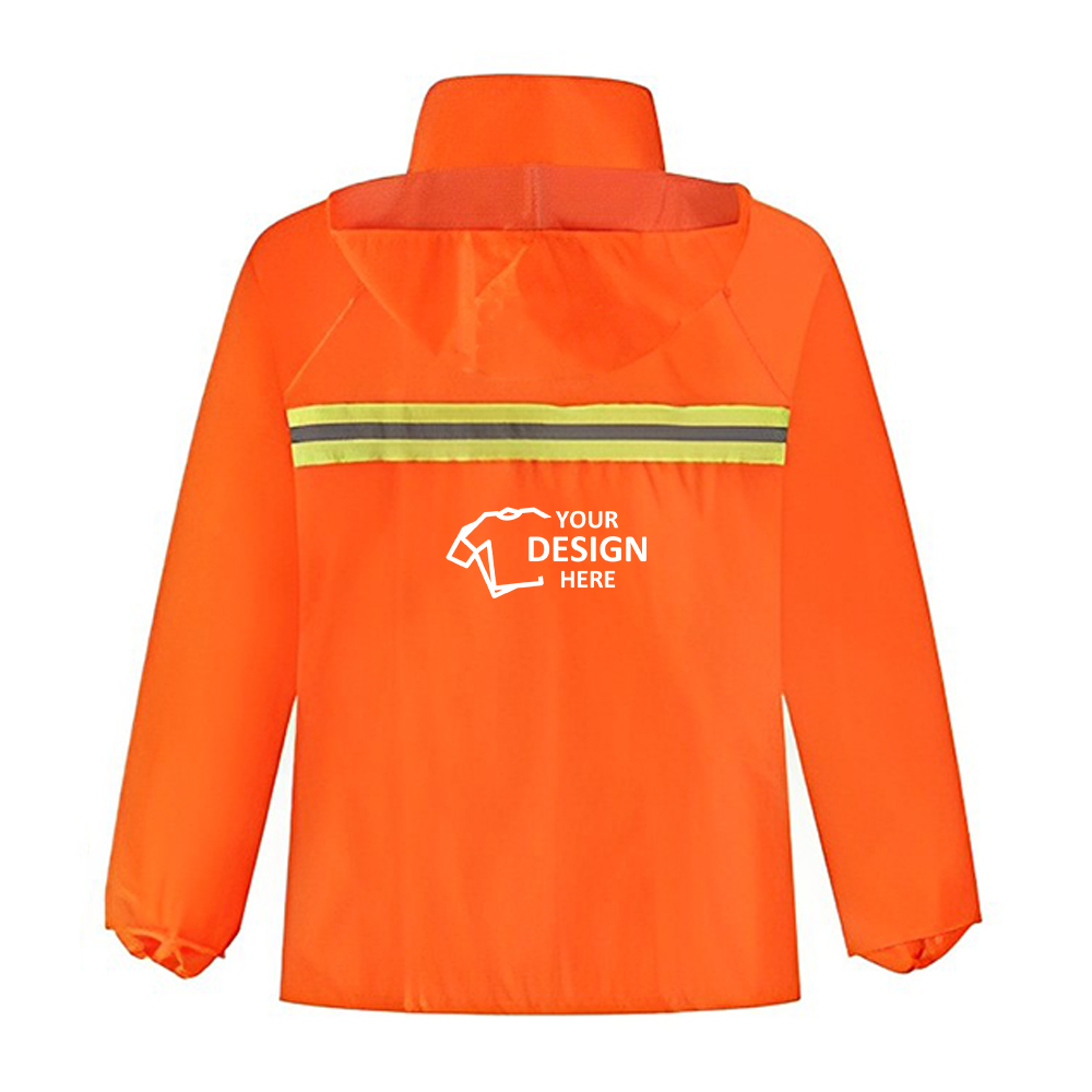 Rain Gear Reflective Safety Rainsuit Orange Back With Logo
