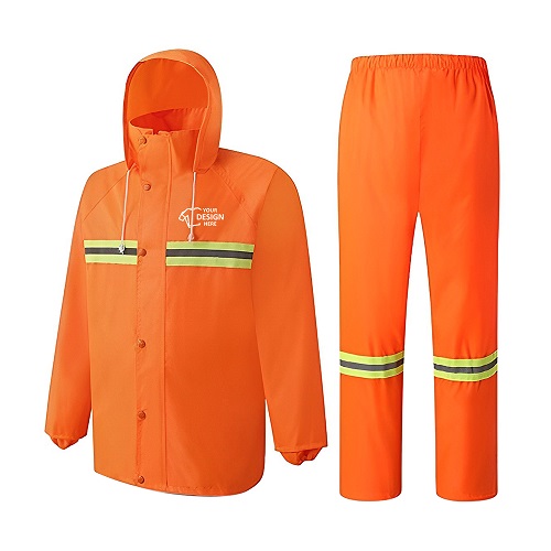 Personalized Safety Orange Rain Suit With Reflective