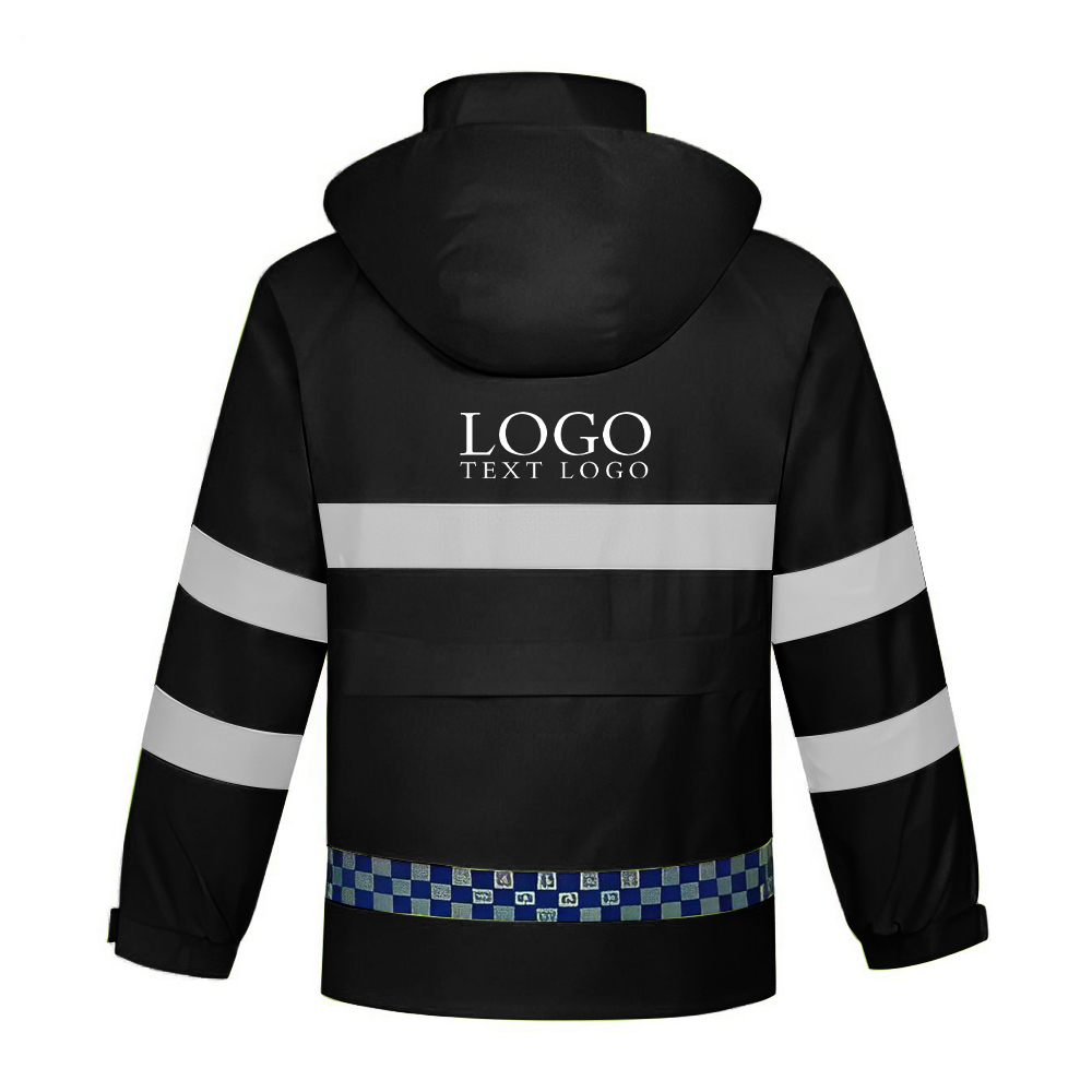 Reflective Raincoat Safety Rainsuit Set High Visibility Black Back With Logo