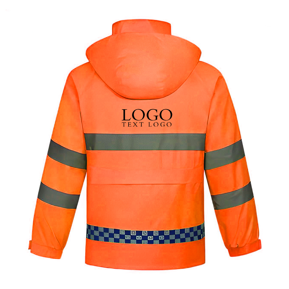 Reflective Raincoat Safety Rainsuit Set High Visibility Orange Black With Logo