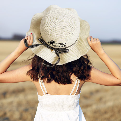 Custom Women Straw Summer Wide Brim Sun Hat