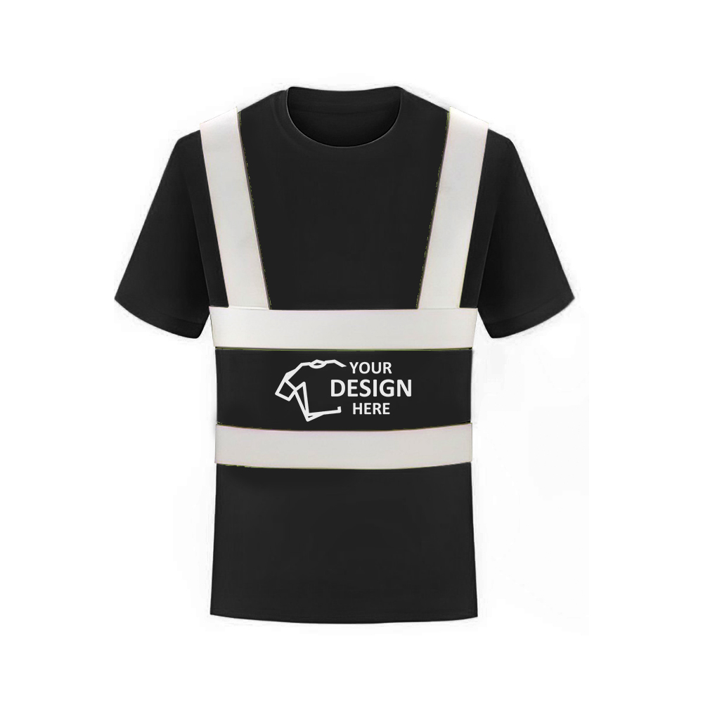 High Visibility Reflective Construction Safety T Shirt Black Logo