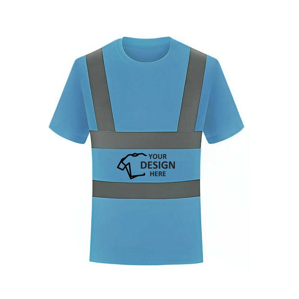 High Visibility Reflective Construction Safety T Shirt Blue Logo