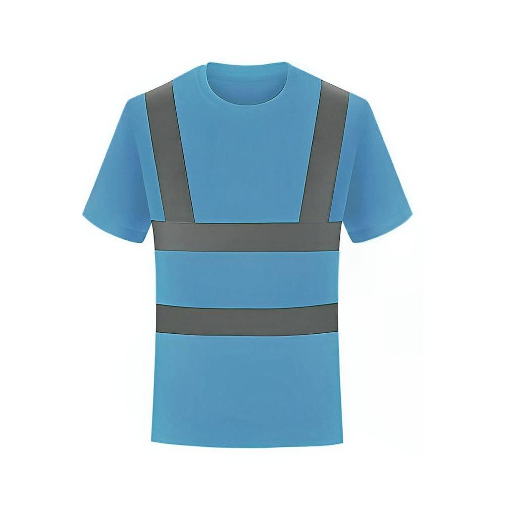 High Visibility Reflective Construction Safety T Shirt Blue