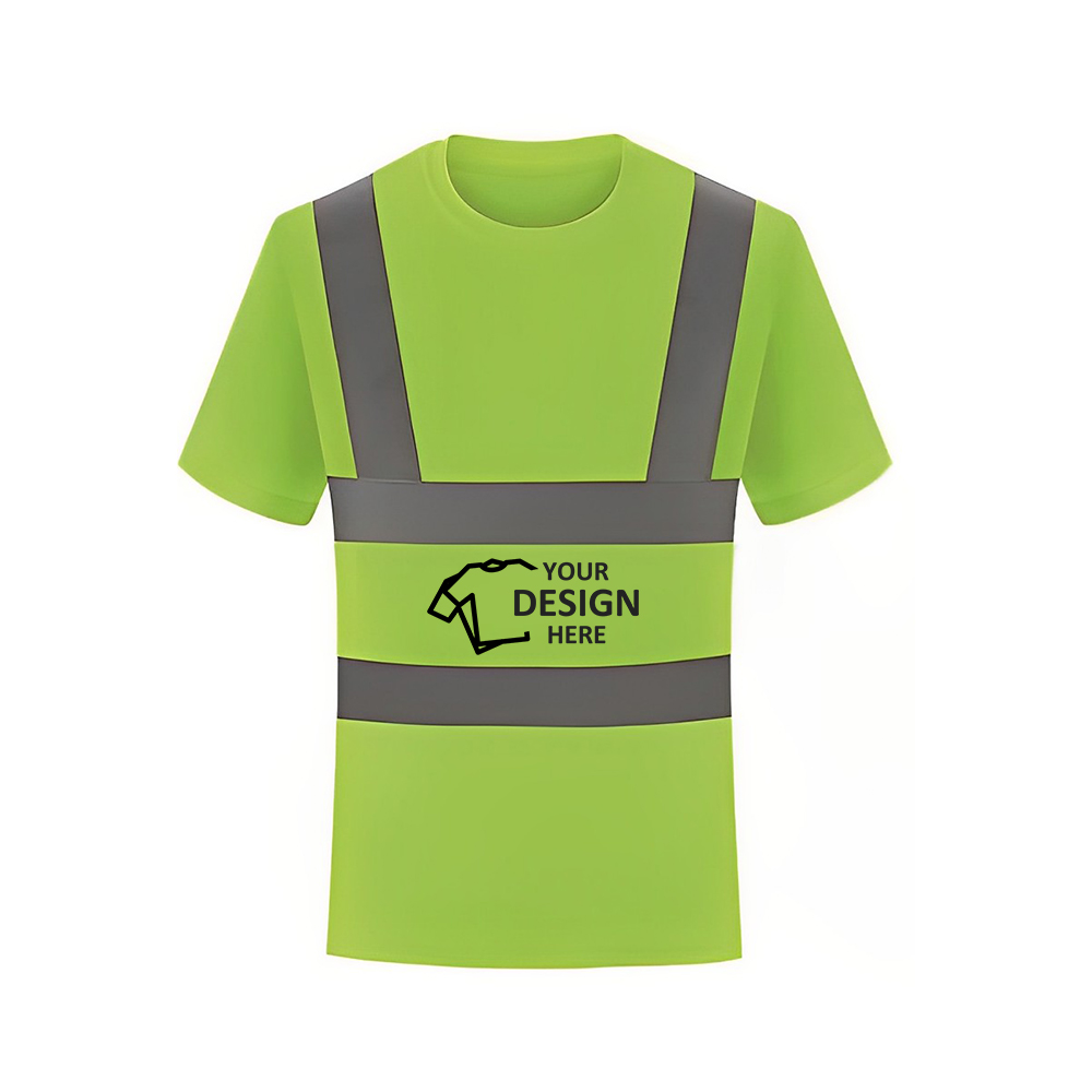 High Visibility Reflective Construction Safety T Shirt Green Logo