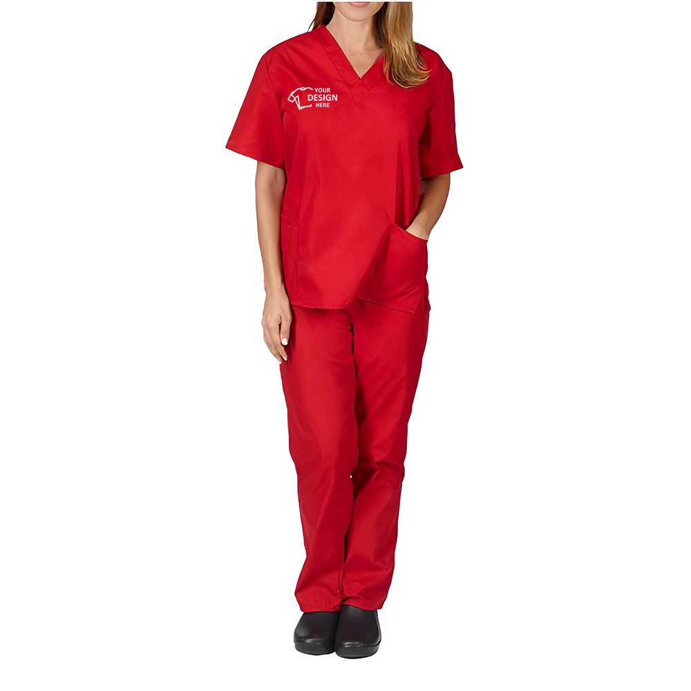 Medical Scrubs Uniform Red Logo