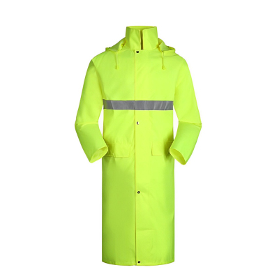 Customized Men's Long Rain Jacket With Reflective Stripes