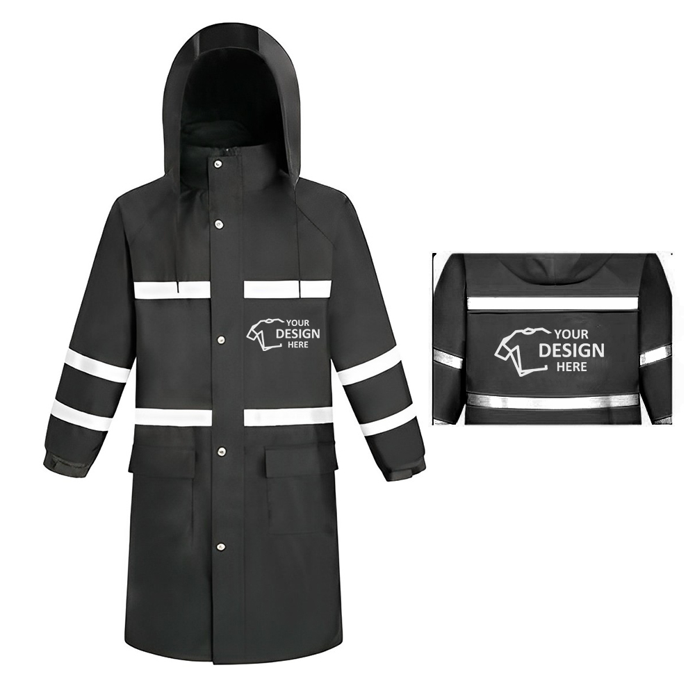 Safety Jacket Reflective Raincoat High Visibility Black Logo