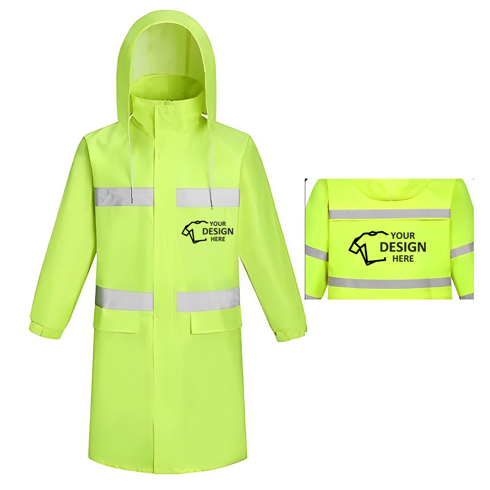 Reflective Long Raincoat With Custom Logo