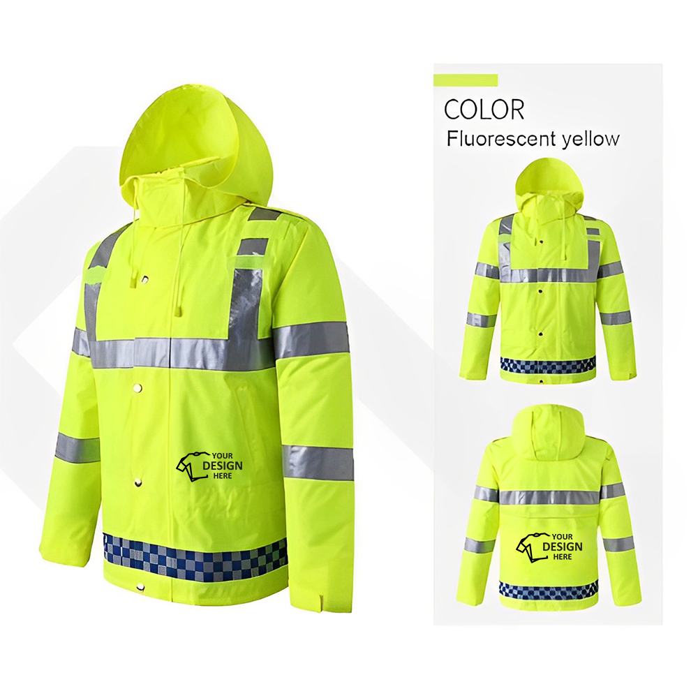 High Visibility Safety Jacket With Detachable Hood For Adult 